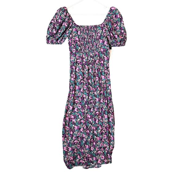 ASTR The Label Floral Square‎ Neck Slit Front Midi Dress Size Small New - Picture 3 of 10